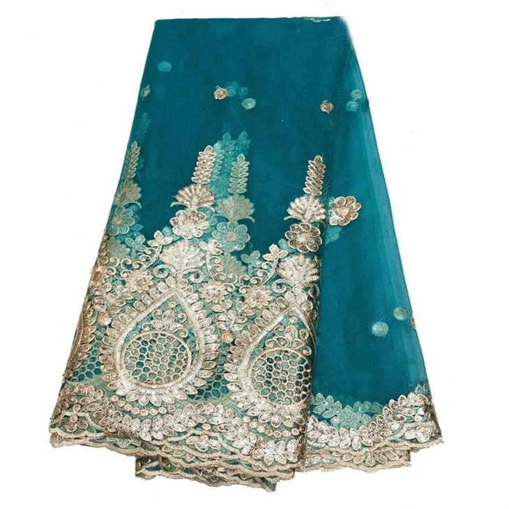 Sequins Lace Embroidery African Fabric
